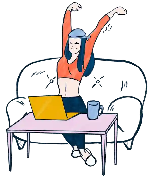 femme s'étirant - illustration de comment prendre du repos quand on est entrepreneur·e